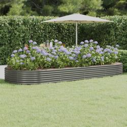 Lit sur&eacute;lev&eacute; de jardin Acier galvanis&eacute; 373x140x36cm gris