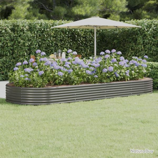 Lit sur�lev� de jardin Acier galvanis� 373x140x36cm gris