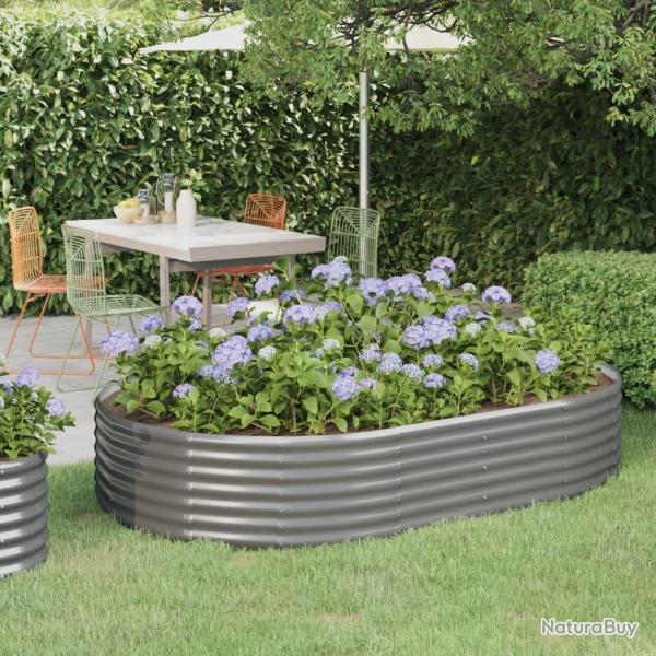 Lit sur�lev� de jardin Acier galvanis� 214x140x36cm gris