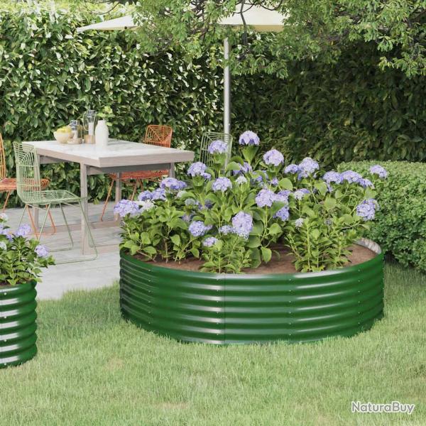 Lit sur�lev� de jardin Acier galvanis� 140x140x36cm Vert