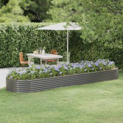 Lit sur&eacute;lev&eacute; de jardin Acier galvanis&eacute; 396x100x36cm gris