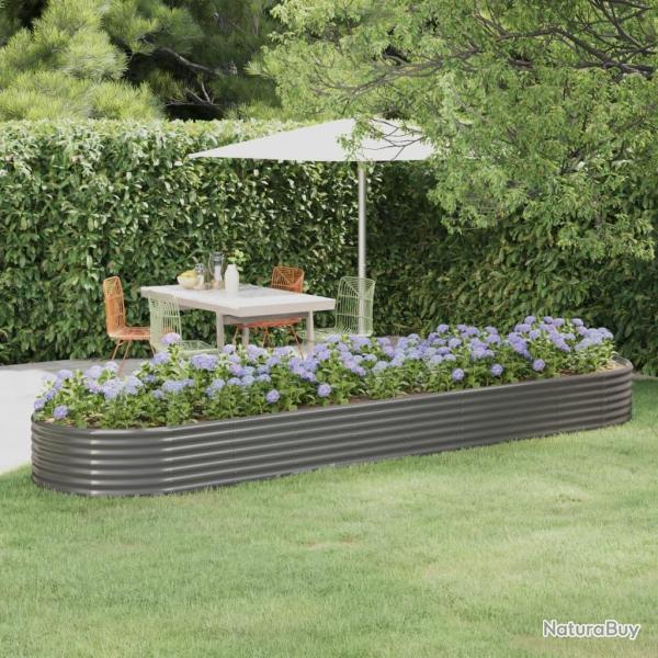 Lit sur�lev� de jardin Acier galvanis� 396x100x36cm gris