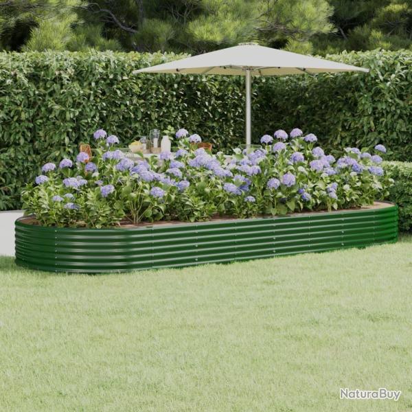 Lit sur�lev� de jardin Acier galvanis� 373x140x36cm Vert