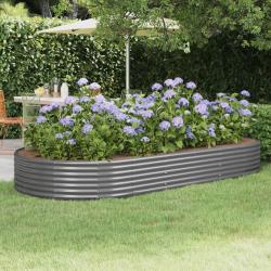 Lit sur&eacute;lev&eacute; de jardin Acier galvanis&eacute; 296x140x36cm gris