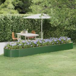 Lit sur&eacute;lev&eacute; de jardin Acier galvanis&eacute; 396x100x36cm Vert