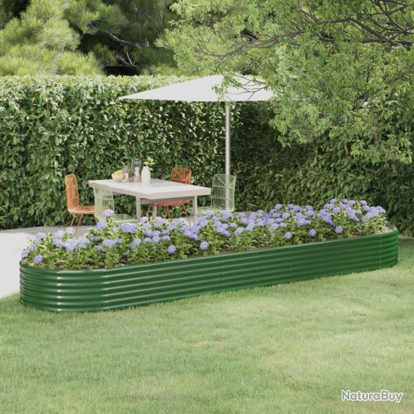 Lit sur�lev� de jardin Acier galvanis� 396x100x36cm Vert