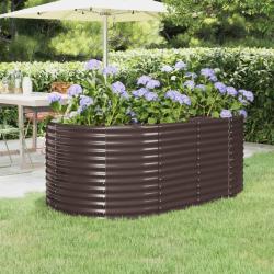 Lit sur&eacute;lev&eacute; de jardin Acier enduit de poudre marron
