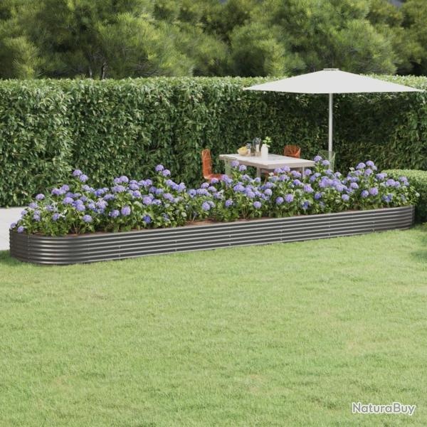 Lit sur�lev� de jardin Acier galvanis� 600x140x36cm gris