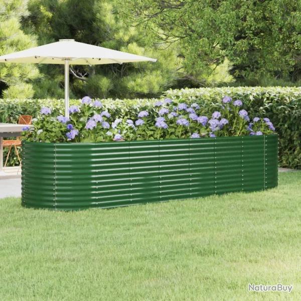Lit sur�lev� de jardin Acier galvanis� 322x100x68cm Vert