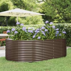 Lit sur&eacute;lev&eacute; de jardin Marron Acier galvanis&eacute;