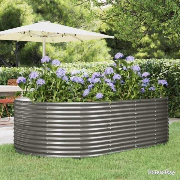 Lit sur�lev� de jardin Gris 212x140x68cm Acier galvanis�