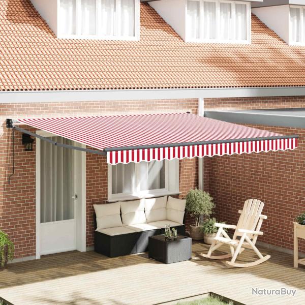 Auvent R�tractable Rouge et Blanc 400 � 300 cm