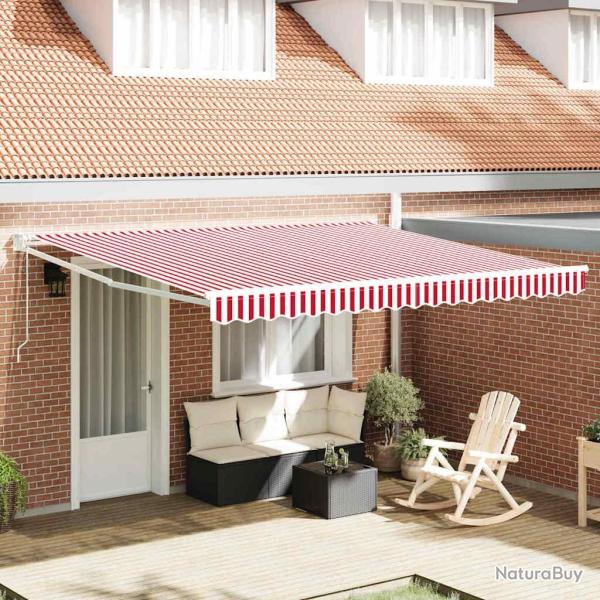 Auvent R�tractable Rouge et Blanc 400 � 300 cm