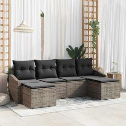 Ensemble de Canap&eacute;s avec coussin 6 pcs Gris polyrotin