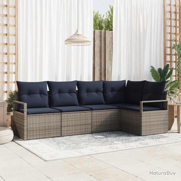 Ensemble de Canap�s 5 pcs Gris polyrotin