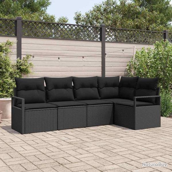Ensemble de Canap�s 5 pcs Noir polyrotin