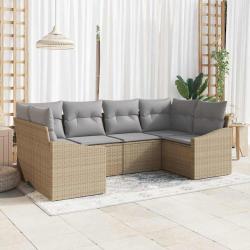 Ensemble de Canap&eacute;s avec coussin 6 pcs Beige polyrotin