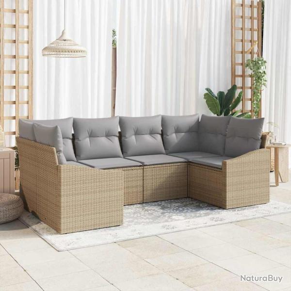 Ensemble de Canap�s avec coussin 6 pcs Beige polyrotin