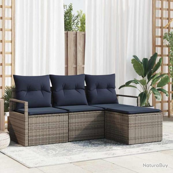 Ensemble de Canap�s 4 pcs Gris polyrotin