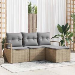 Ensemble de Canap&eacute;s 4 pcs Beige polyrotin