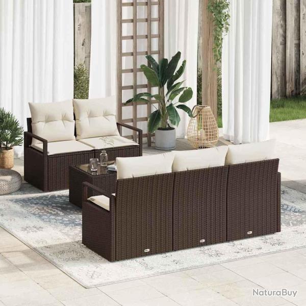 Ensemble de Canap�s 6 pcs Marron et Cr�me polyrotin