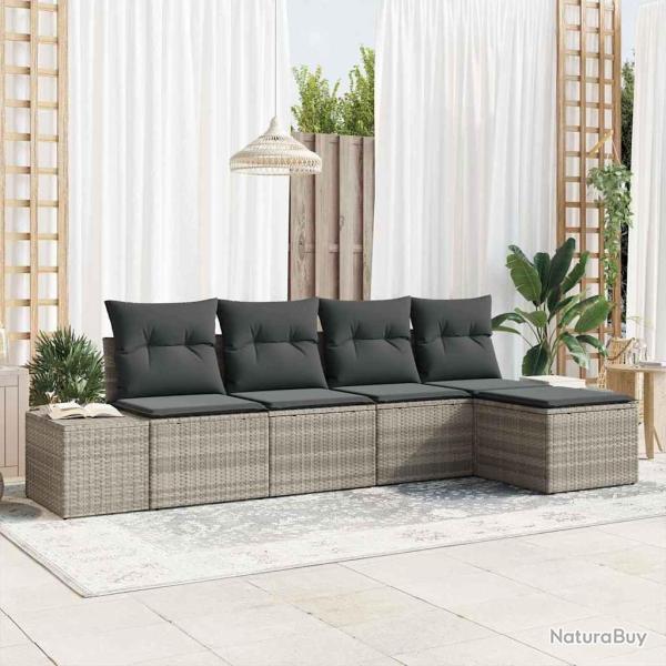 Ensemble de canap� de jardin 5 pcs Gris clair polyrotin
