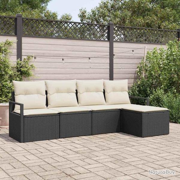 Ensemble de Canap�s 5 pcs Noir polyrotin