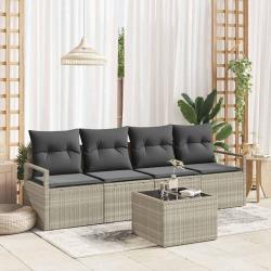 Ensemble de Canap&eacute;s 5 pcs Gris clair et gris fonc&eacute; polyrotin