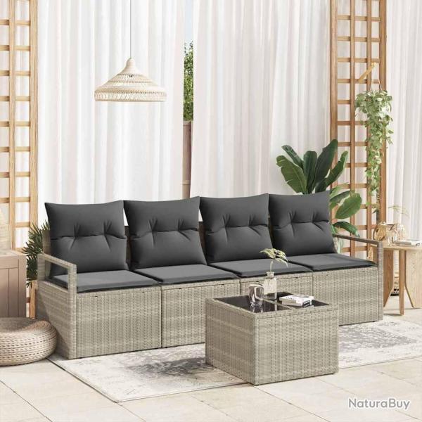 Ensemble de Canap�s 5 pcs Gris clair et gris fonc� polyrotin