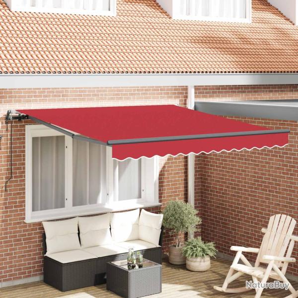 Auvent R�tractable Rouge 350 x 250 cm Tissu et Aluminium