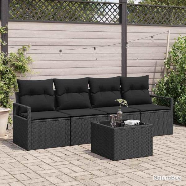 Ensemble de Canap�s 5 pcs Noir polyrotin