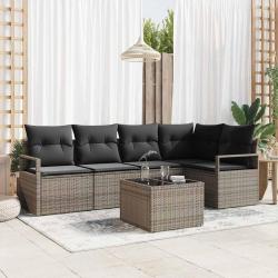 Ensemble de canap&eacute; de jardin 6 pcs Gris clair polyrotin