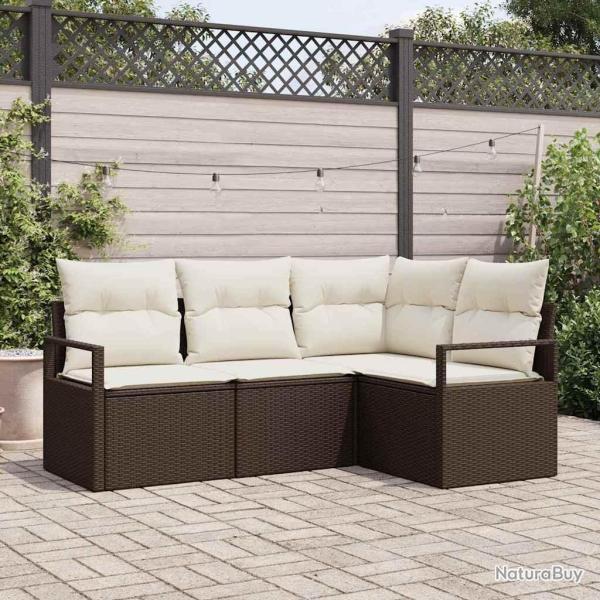 Ensemble de Canap�s 4 pcs Marron et Cr�me polyrotin