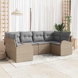 Ensemble de canap&eacute; de jardin 6 pcs Beige et Gris clair