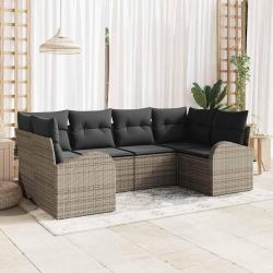 Ensemble de canap&eacute; de jardin avec coussin 6 pcs Gris polyrotin
