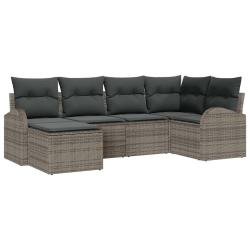 Ensemble de Canap&eacute;s avec coussin 6 pcs Gris polyrotin
