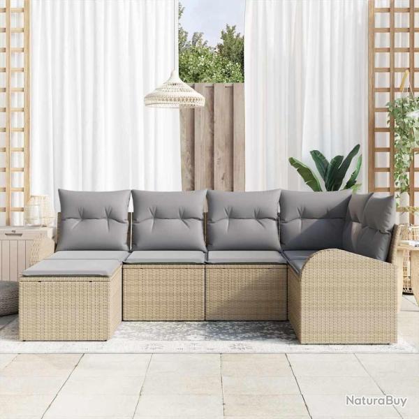 Ensemble de Canap�s 6 pcs Beige et gris clair polyrotin