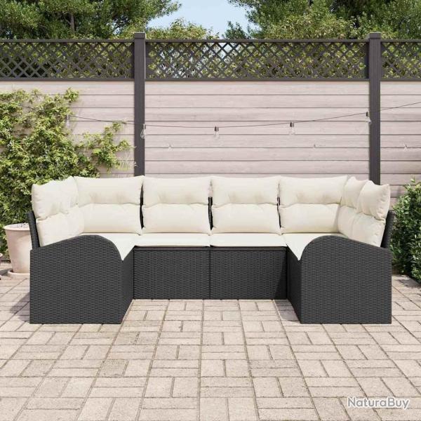 Ensemble de canap� de jardin 6 pcs Noir et Blanc polyrotin