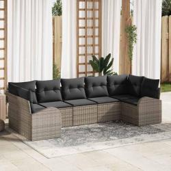 Ensemble de canap&eacute; de jardin avec coussin 7 pcs Gris polyrotin