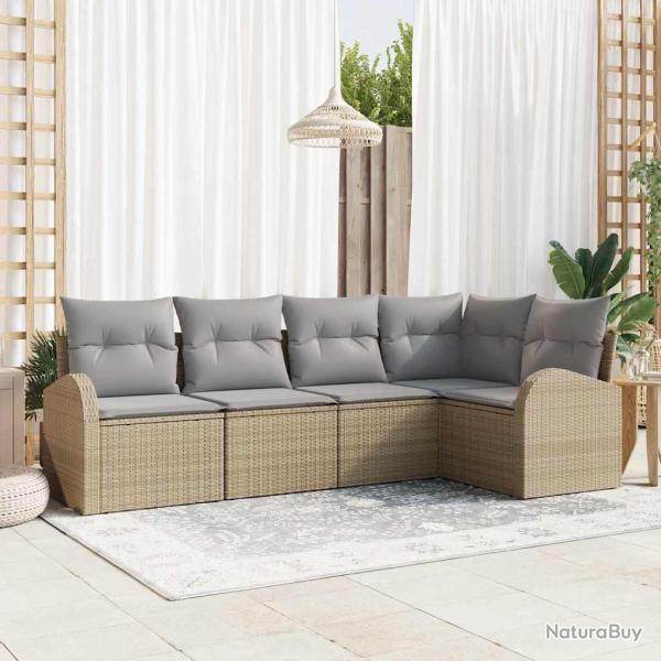 Ensemble de canap� de jardin 5 pcs Beige et Gris clair