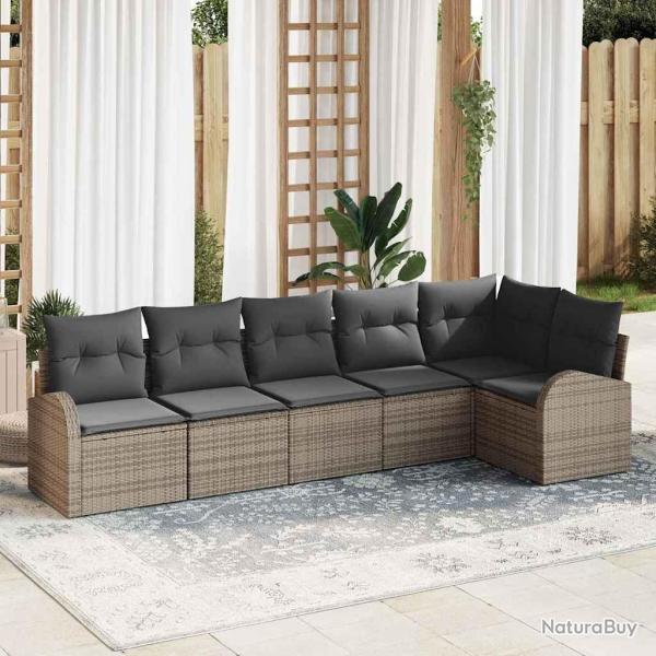 Ensemble de canap� de jardin avec coussin 6 pcs Gris polyrotin