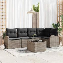 Ensemble de canap&eacute; de jardin avec coussin 6 pcs Gris polyrotin