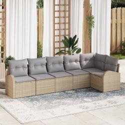 Ensemble de canap&eacute; de jardin 6 pcs Beige et Gris clair