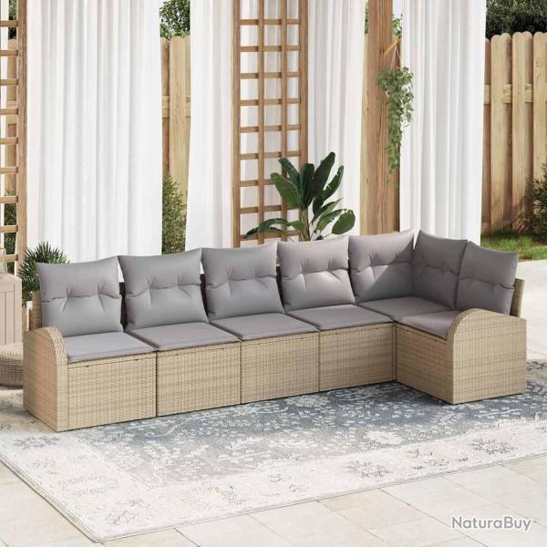 Ensemble de canap� de jardin 6 pcs Beige et Gris clair