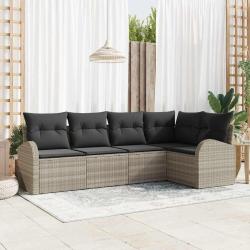 Ensemble de canap&eacute; de jardin 5 pcs Gris clair polyrotin