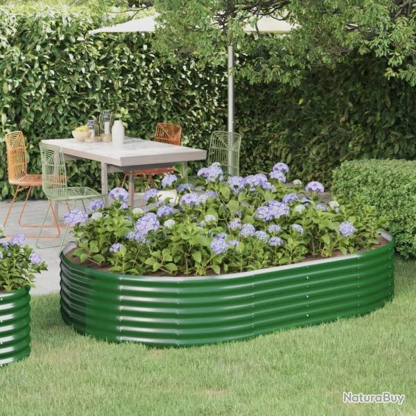 Lit sur�lev� de jardin Acier galvanis� 214x140x36cm Vert