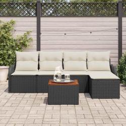 Ensemble de canap&eacute; de jardin avec coussin 6 pcs Noir polyrotin