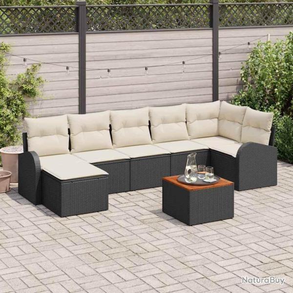 Ensemble de canap� de jardin avec coussin 8 pcs Noir polyrotin