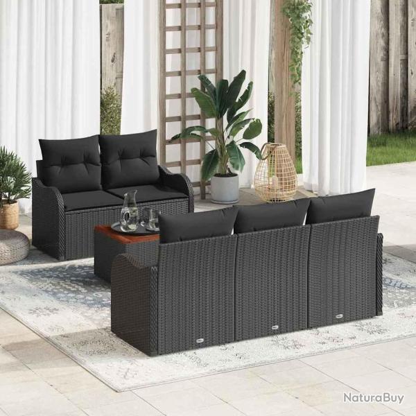 Ensemble de canap� de jardin avec coussin 6 pcs Noir polyrotin