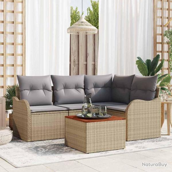 Ensemble de canap� de jardin avec coussin 5 pcs Beige polyrotin